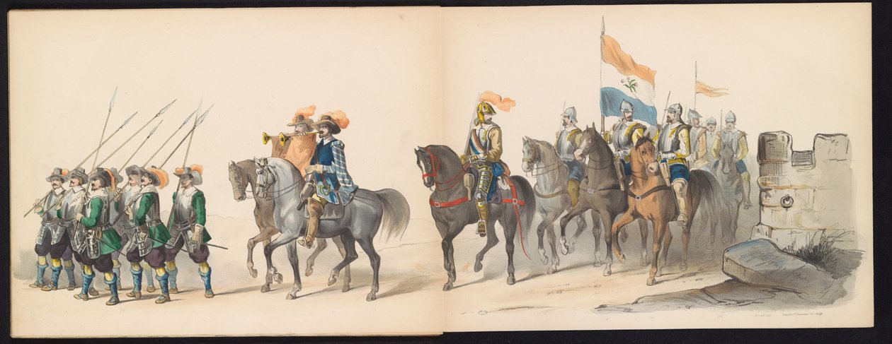 莱顿学生的化妆舞会，1850 年（图版 13）
1629 年弗雷德里克-亨德里克在赫托亨博斯的演出：1850 年 6 月 11 日莱顿音乐学院 H.H. 学生的化装舞会（实物上的系列标题） 作者 卡雷尔·克里斯蒂安·安东尼·拉斯特