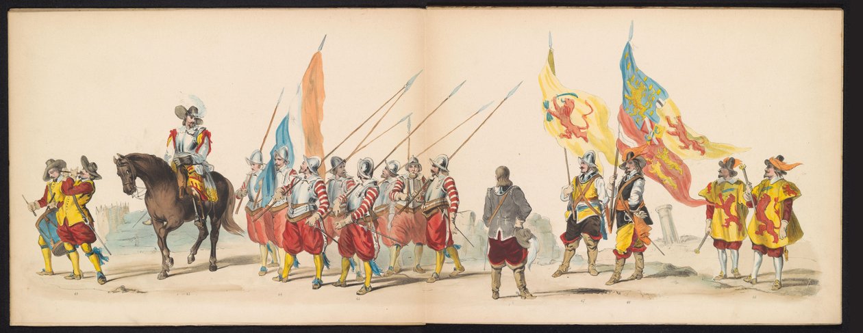 莱顿学生的化妆舞会，1850 年（图版 5）
1629 年弗雷德里克-亨德里克在赫托亨博斯的演出：1850 年 6 月 11 日莱顿音乐学院学生的化装舞会（实物上的系列标题） 作者 卡雷尔·克里斯蒂安·安东尼·拉斯特