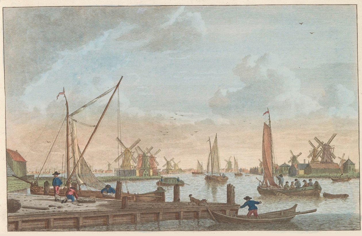 沃尔默维尔附近的萨恩河，约 1790 年
来自 Poelsluis 的 Wormerveer / Wormerveer aupres du Saan（标题在实物上） 作者 卡雷尔·弗雷德里克·本多普 (I)