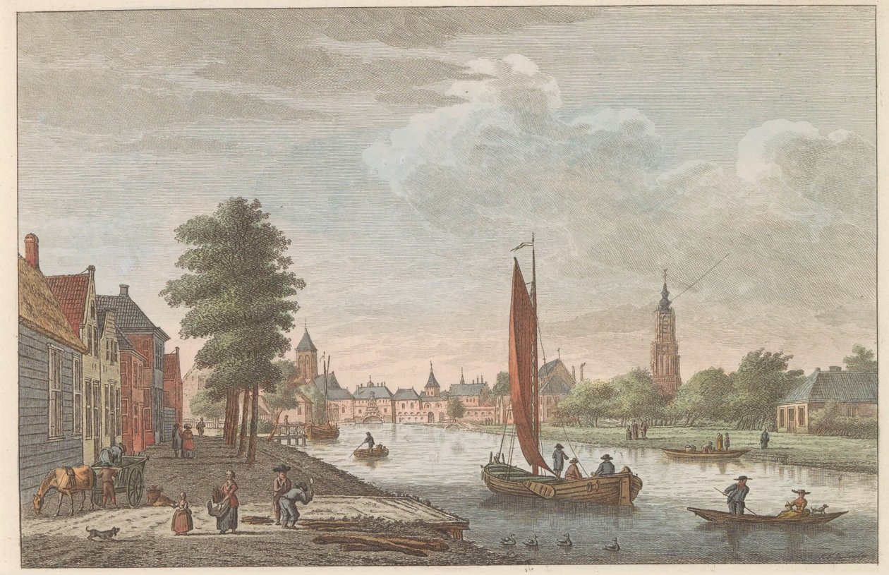 阿姆斯福特景色，约 1790 年
从 Vaart 看到的代尔夫特 / Delft prise du Cote de la riviere dit le Schie（标题在实物上） 作者 卡雷尔·弗雷德里克·本多普 (I)