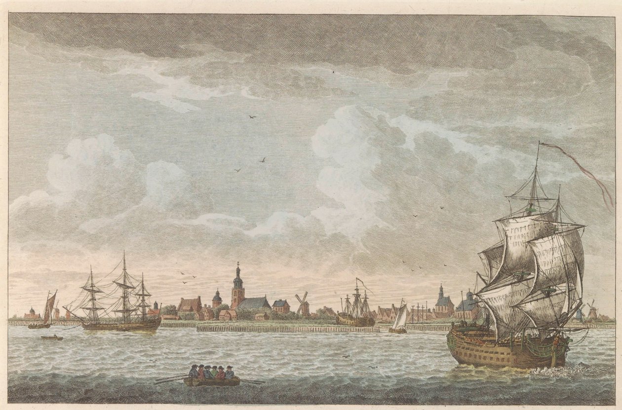 霍恩镇景色，约 1790 年
霍恩镇景色 / Vue dela Ville de Horn, situee sur le bord du Zuiderzee（标题在实物上） 作者 卡雷尔·弗雷德里克·本多普 (I)