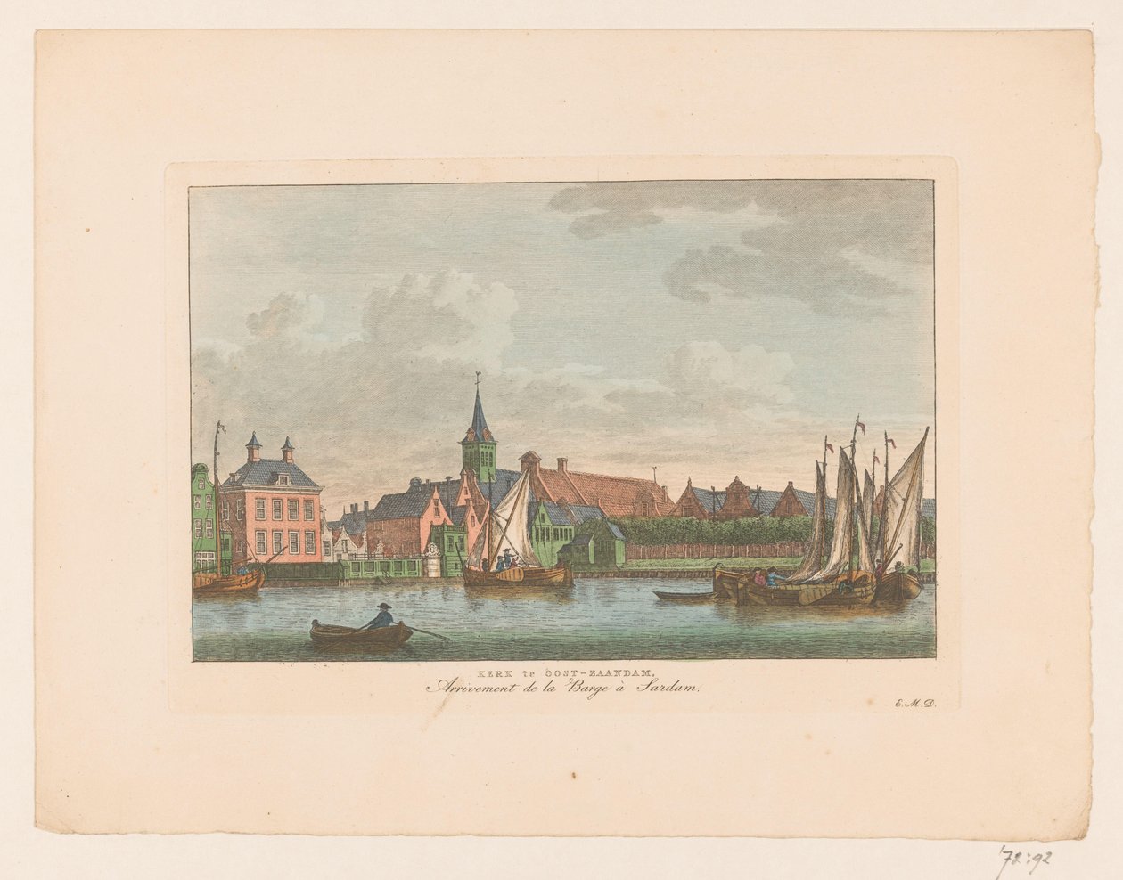 奥斯特-扎安达姆教堂景观
Oost-Zaandam 的教堂 / Arrivement de la Barge à Sardam（物上标题） 作者 卡雷尔·弗雷德里克·本多普 (I)