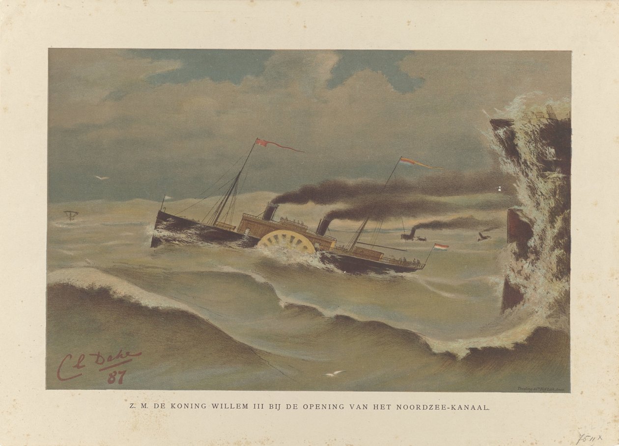 北海运河开通时的威廉三世号轮船，1876 年
威廉三世国王陛下在北海运河开通仪式上（物品上的标题） 作者 卡雷尔·洛德维克·达克