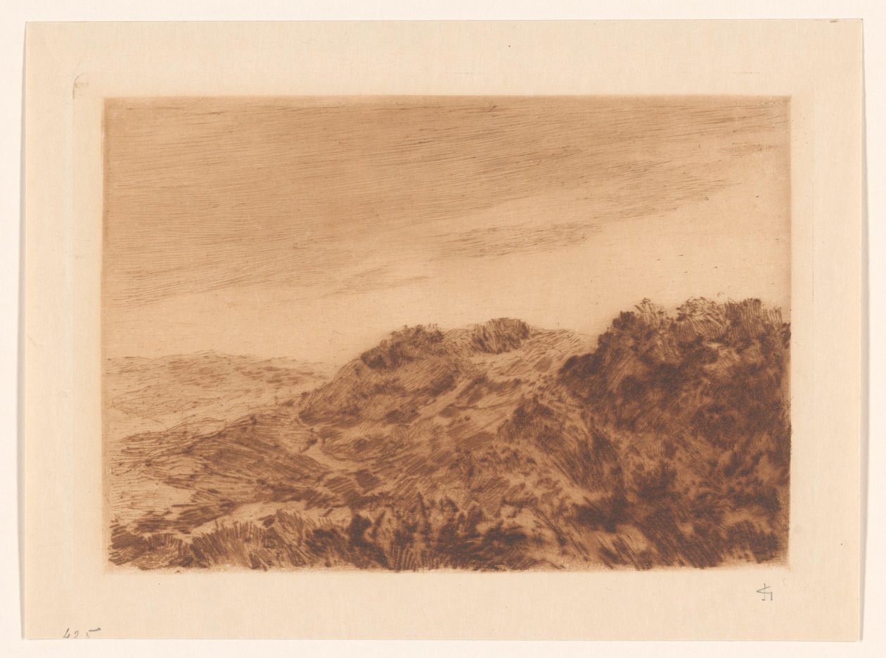 海牙附近的沙丘景观 作者 Carel Nicolaas Storm van 的 Gravesande （有艺术家签名）