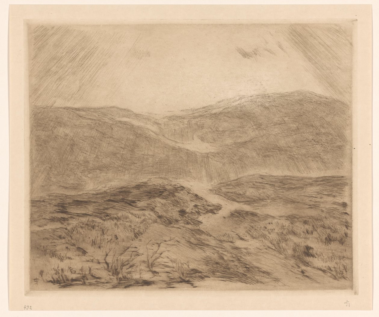 与阳光的沙丘景观 作者 Carel Nicolaas Storm van 的 Gravesande （有艺术家签名）