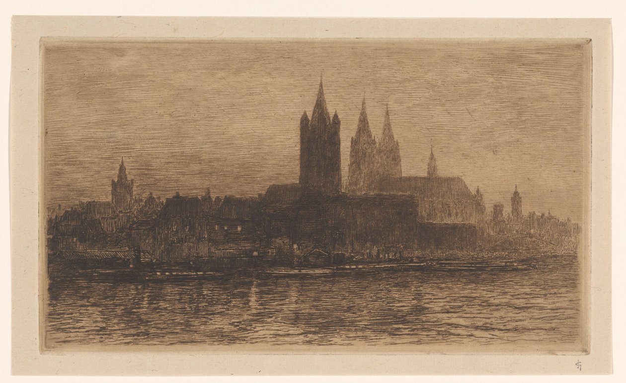 科隆夜景 作者 Carel Nicolaas Storm van 的 Gravesande （有艺术家签名）