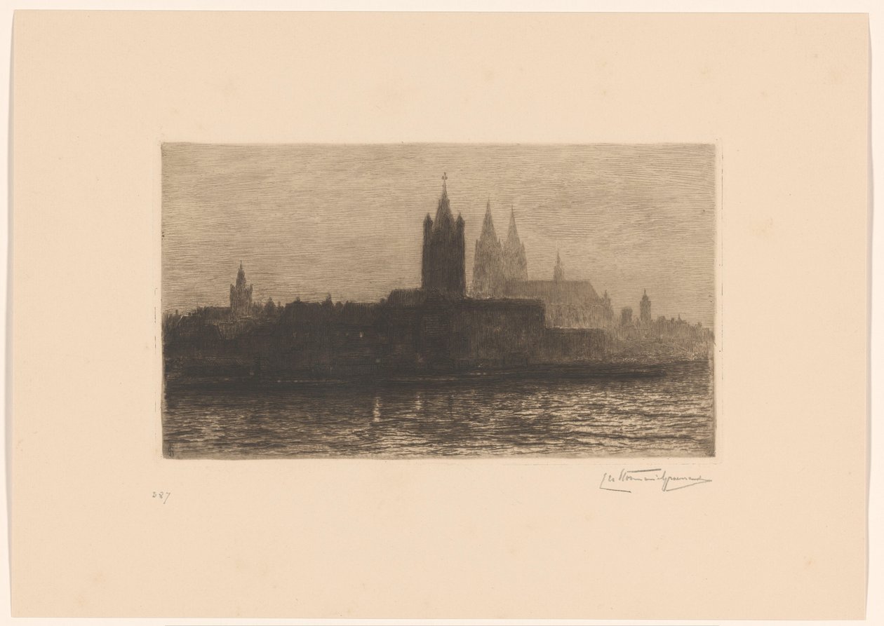科隆夜景 作者 Carel Nicolaas Storm van 的 Gravesande （有艺术家签名）
