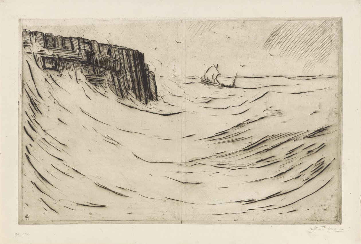 弗利辛根码头 作者 Carel Nicolaas Storm van 的 Gravesande （有艺术家签名）