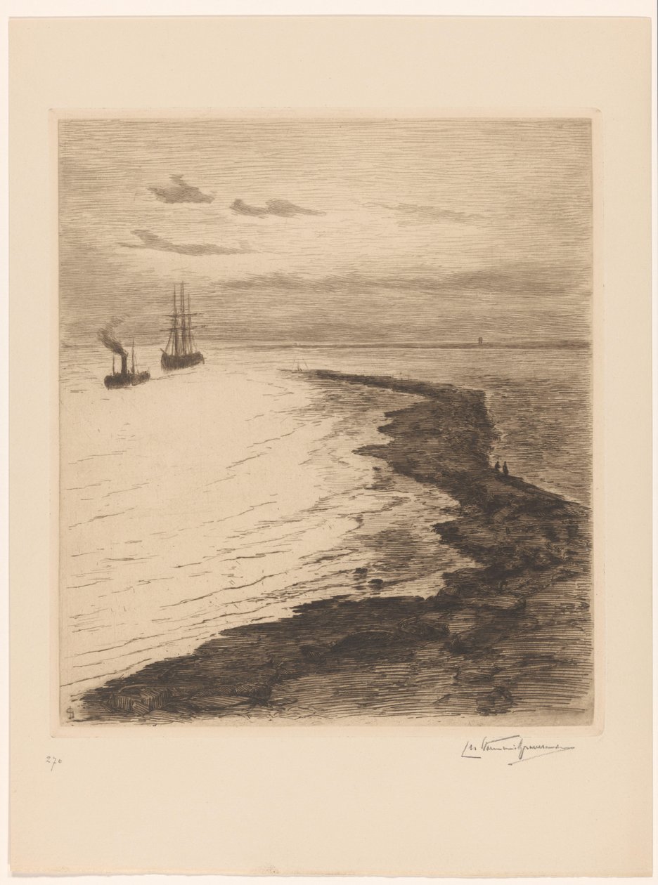 海港入口 作者 Carel Nicolaas Storm van 的 Gravesande （有艺术家签名）