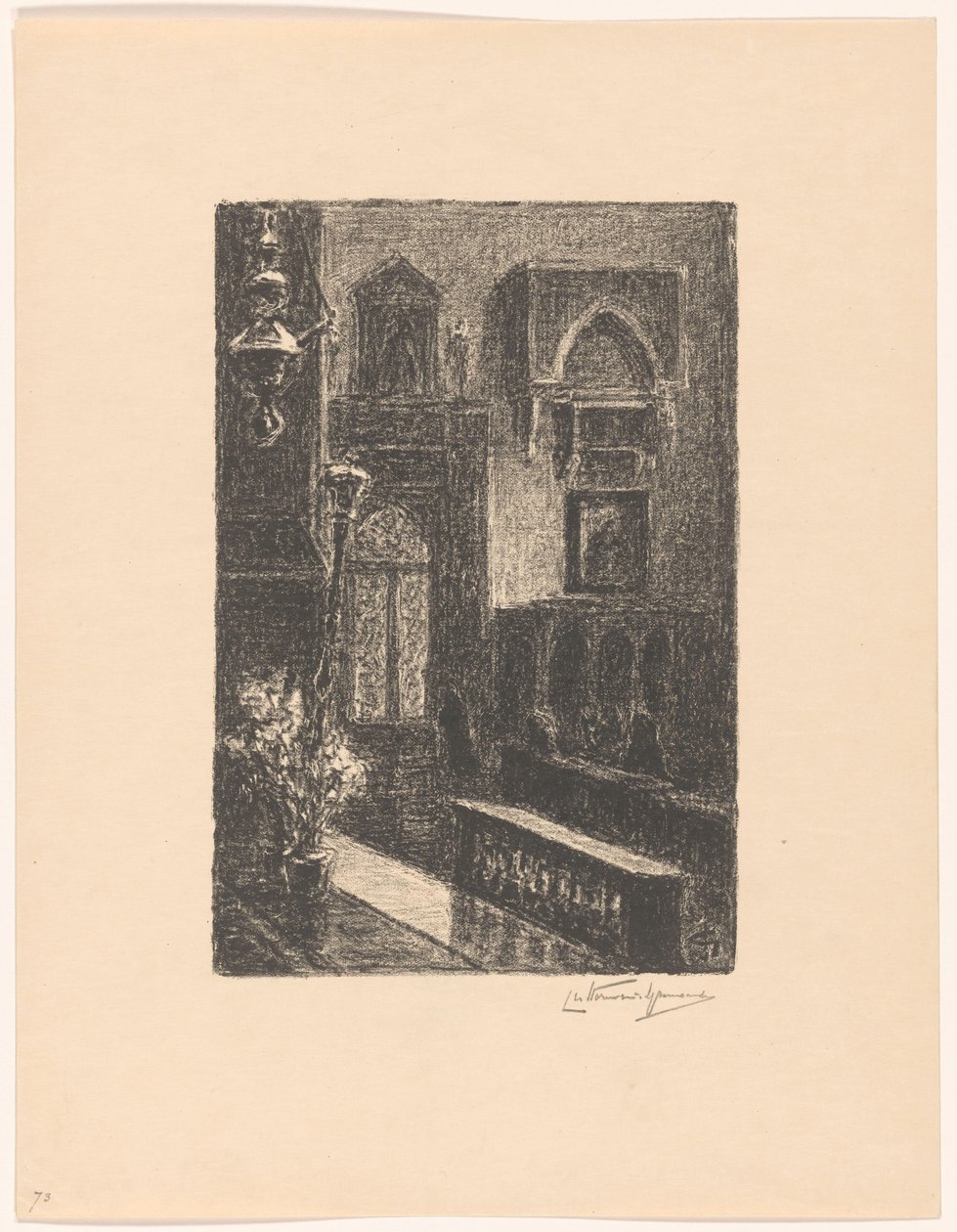 威尼斯教堂内部 作者 Carel Nicolaas Storm van 的 Gravesande （有艺术家签名）