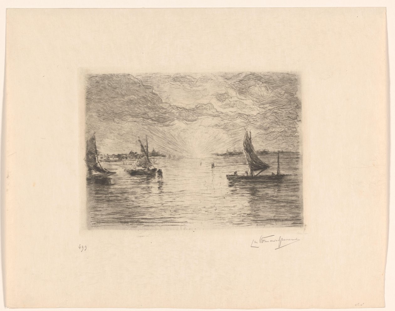 日落时分的泻湖 作者 Carel Nicolaas Storm van 的 Gravesande （有艺术家签名）