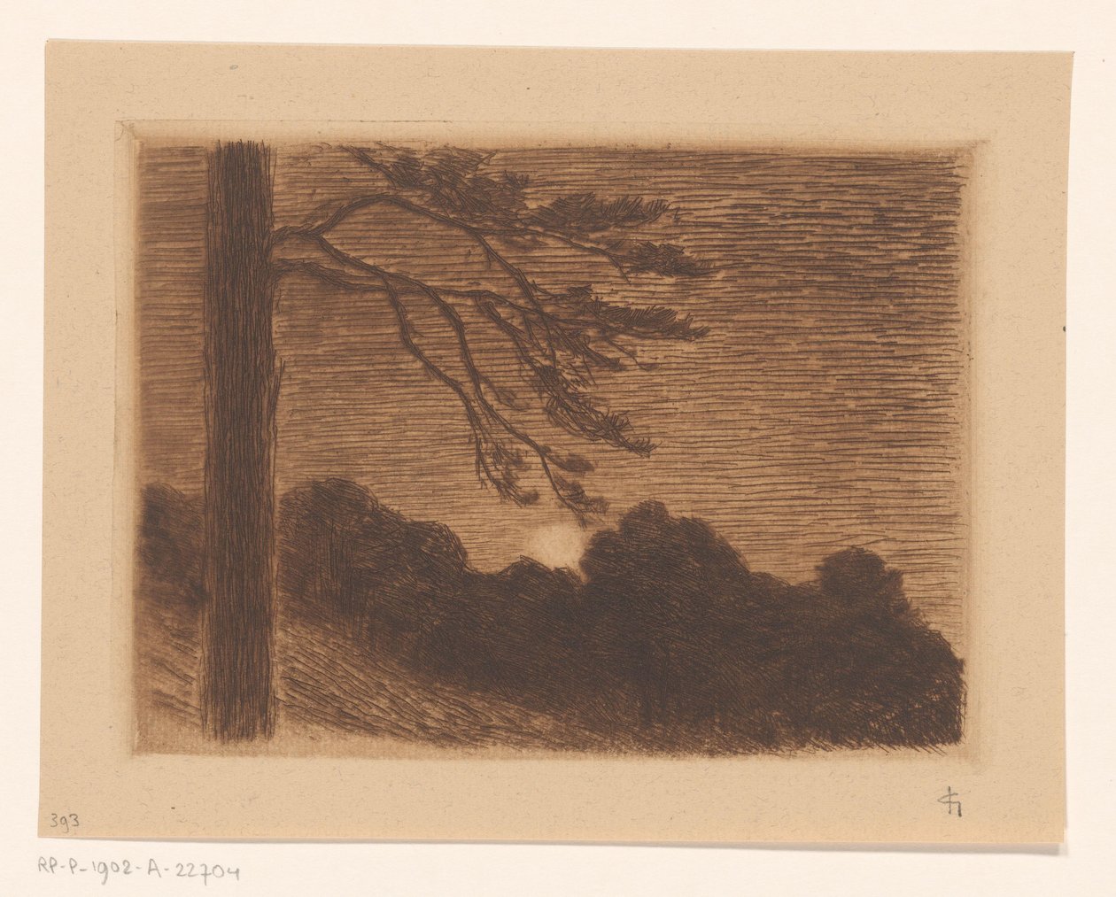 月亮升起的风景 作者 Carel Nicolaas Storm van 的 Gravesande （有艺术家签名）