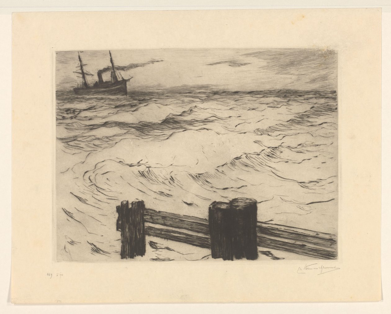 海上轮船 作者 Carel Nicolaas Storm van 的 Gravesande （有艺术家签名）