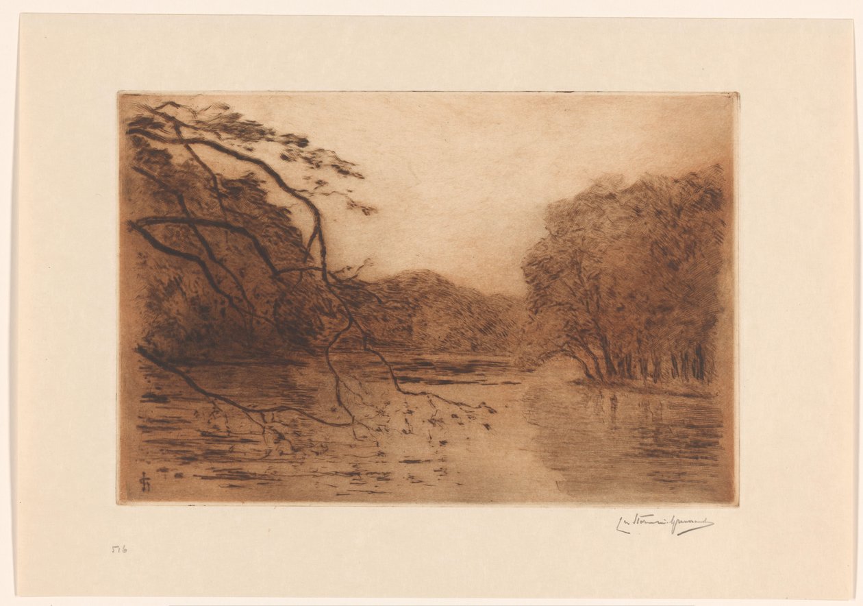 海牙森林池塘 作者 Carel Nicolaas Storm van 的 Gravesande （有艺术家签名）