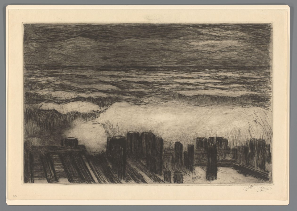 波涛汹涌的大海 作者 Carel Nicolaas Storm van 的 Gravesande （有艺术家签名）