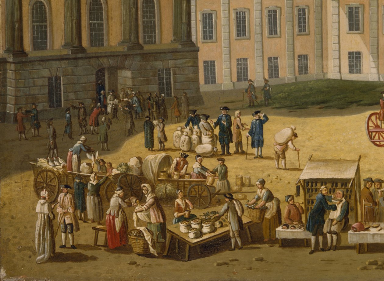 市场于Alter Markt，波茨坦，1772年（详情来自330433） 作者 卡尔·克里斯蒂安·巴伦
