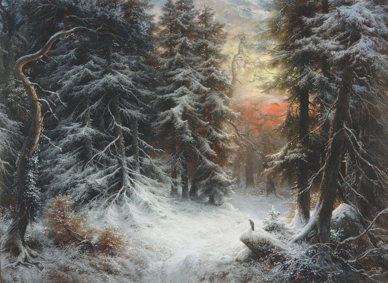 19世纪黑森林的雪景 作者 卡尔·弗里德里希·威廉·特劳斯霍尔德