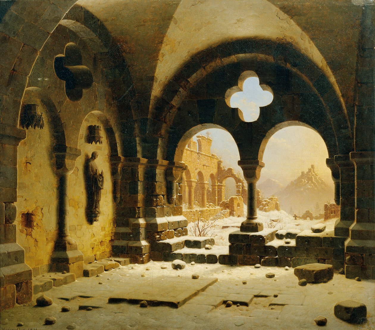 Klosterruine im Winter 作者 卡尔·乔治·阿道夫·哈森弗鲁格