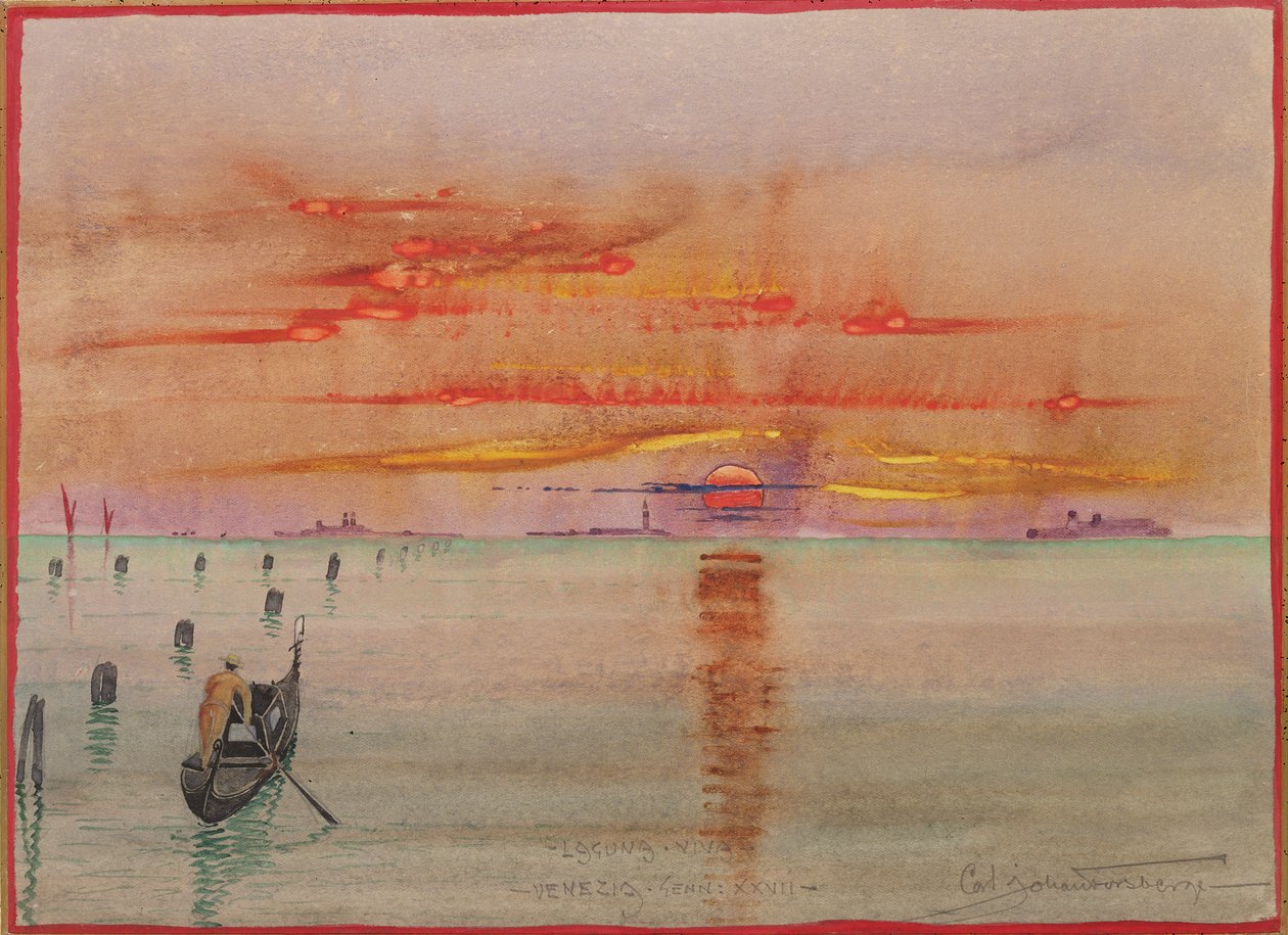 维瓦尔湖，威尼斯，1927年（纸上写着） 作者 卡尔·约翰·福斯伯格