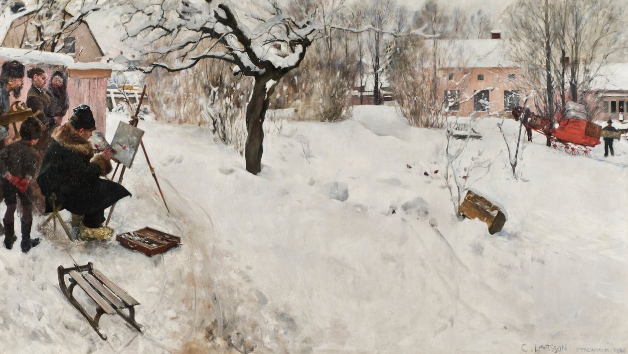 露天画家。 Winter-Motif来自斯德哥尔摩Åsögatan145 作者 卡尔·拉森