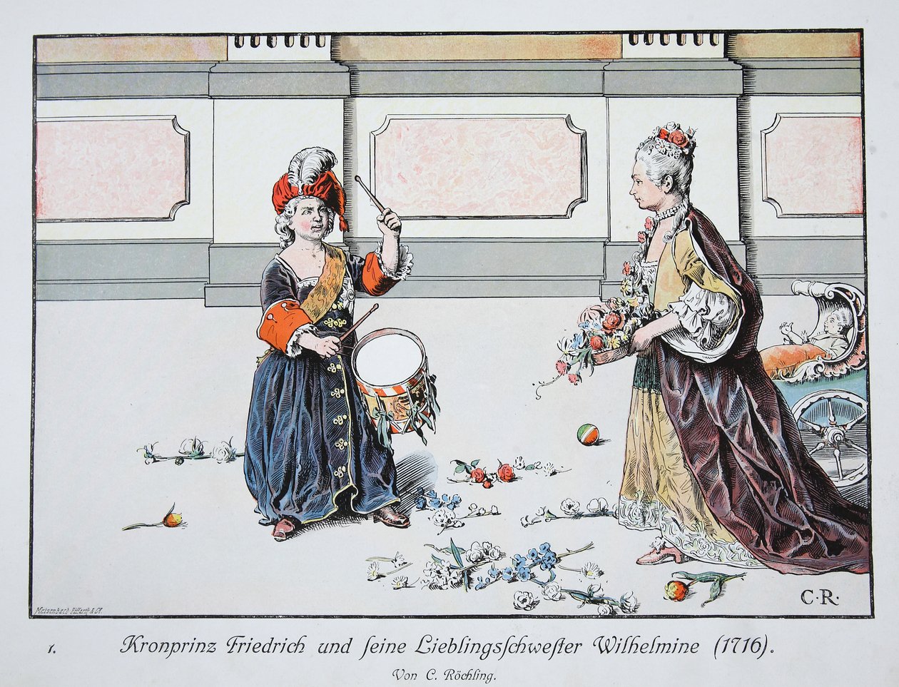 皇太子弗雷德里克和他最喜欢的妹妹，Wilhelmine，1716年 作者 卡尔·劳士林