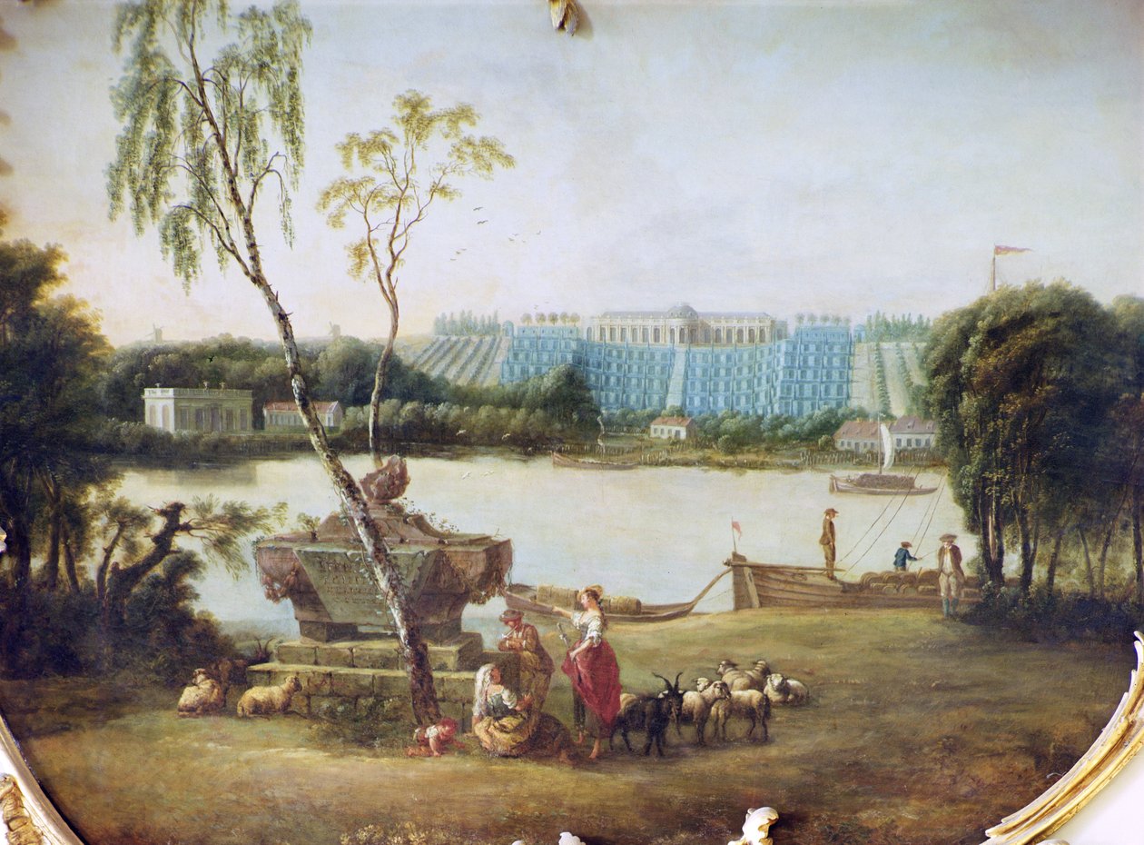 在1747年Schloss Sanssouci建造梯田 作者 卡尔·西尔瓦·杜波依斯