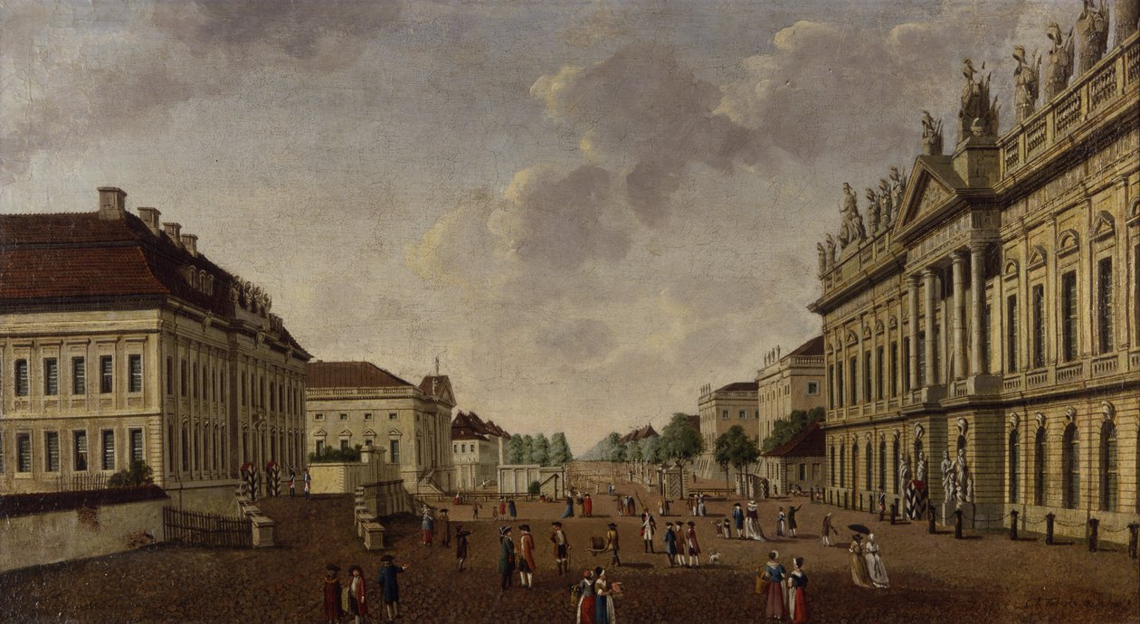 查看军械库和Unter den Linden街，1786年 作者 卡尔·特劳格特·费希海姆