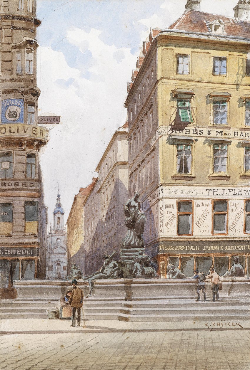 维也纳，Neuer Markt的Donnerbrunnen 作者 卡尔·温泽尔·扎伊切克（Carl Wenzel Zajicek）