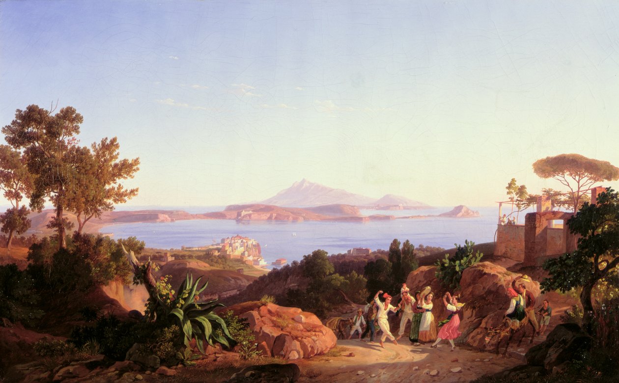 Pozzuoli海湾的看法与登上Solfatara，c.1830 作者 卡尔·威廉·格茨洛夫