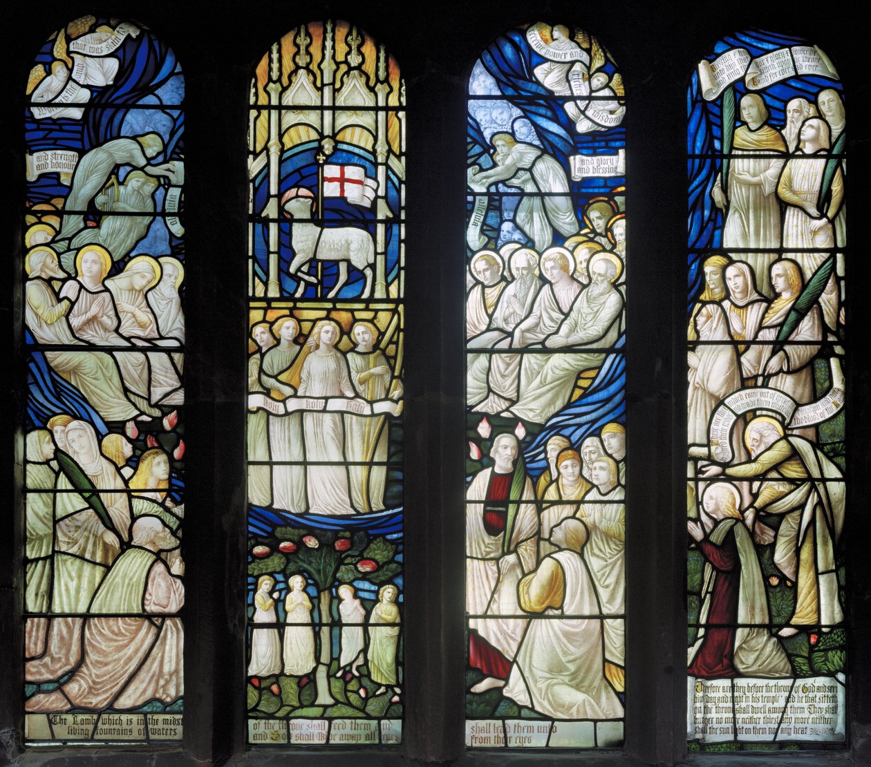 Grappenhall，St Wilfrids，Shrigley＆Hunt（1873-1982），Carl Almquist，The Worship of The Lamb，1886 作者 卡尔·阿尔姆奎斯特