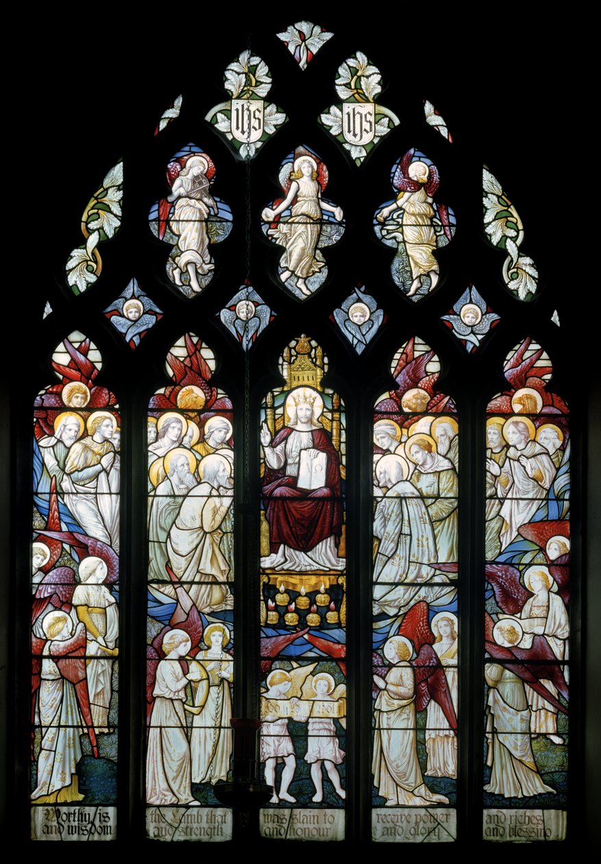Latchford，Christchurch，Shrigley＆Hunt（1873-1982），Carl Almquist，Christ In Glory Worshiped By Angels，1887 作者 卡尔·阿尔姆奎斯特