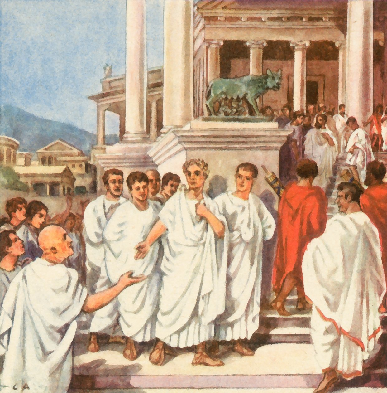 凯撒在前往都城的途中（增强型彩色石版画） 作者 