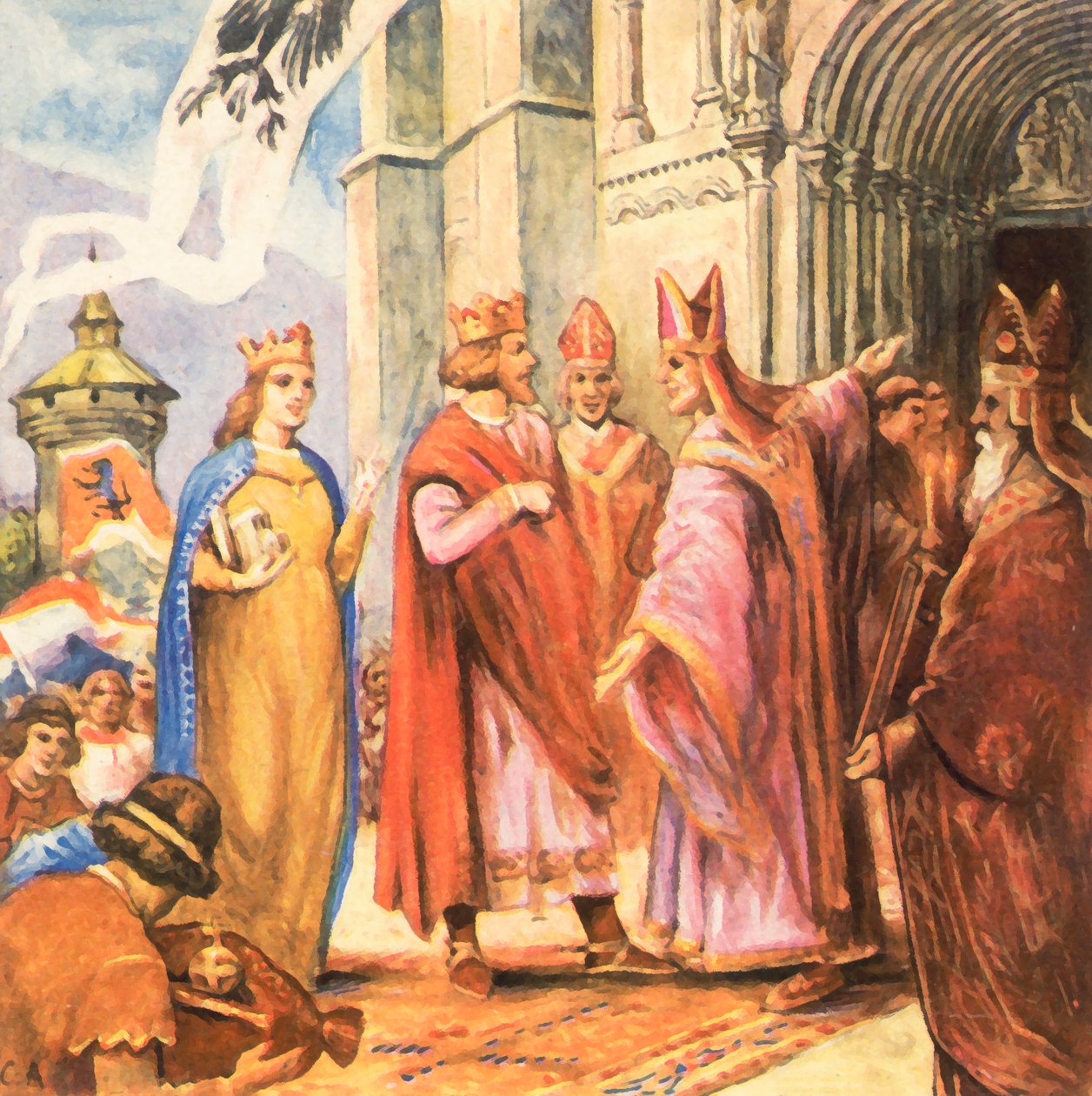 亨利二世国王为班贝格大教堂举行祝圣仪式（彩色石版印刷增强版） 作者 