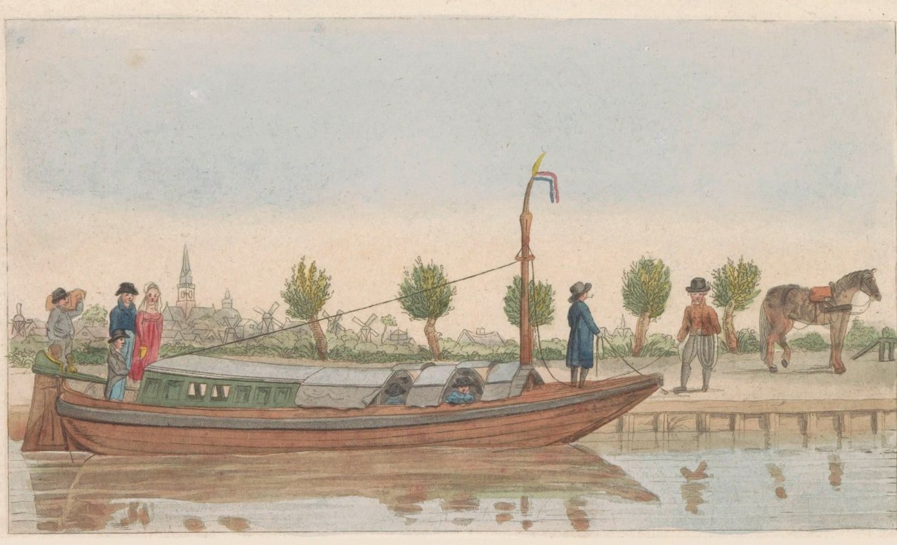 跋涉者, 1824
Een hollandsche trek of Jaagschuit / Une barque de tracte, servante au transport de voyageurs et marchandises en hollande（标题见实物） 作者 卡尔·克里斯蒂安·福克斯