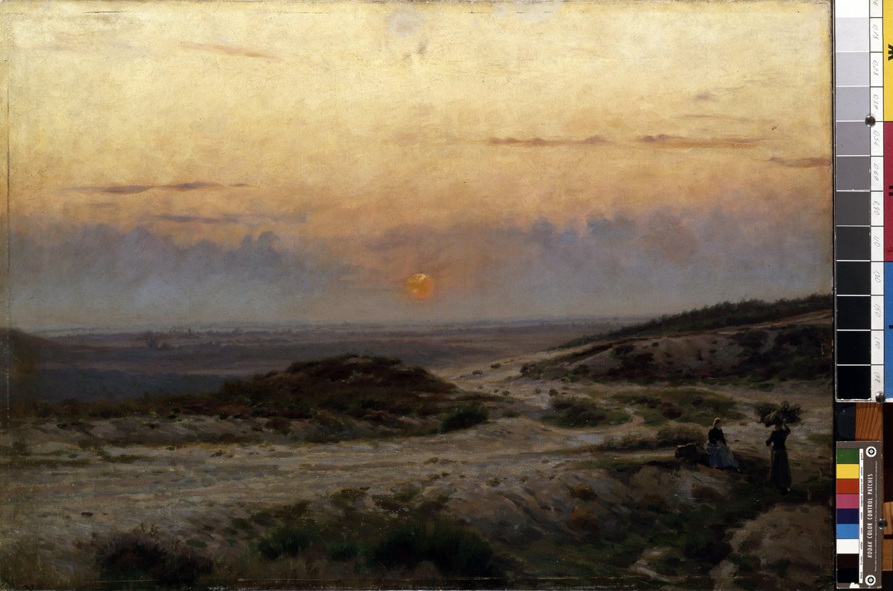 日落。 卡尔·埃米尔·隆德 (Carl Emil Lund，1855-1928) 的绘画。 布面油画。 尺寸：70x99.5cm。 Mikalojus Konstantinas Ciurlionis 美术博物馆，考纳斯，立陶宛 作者 卡尔·埃米尔·隆德