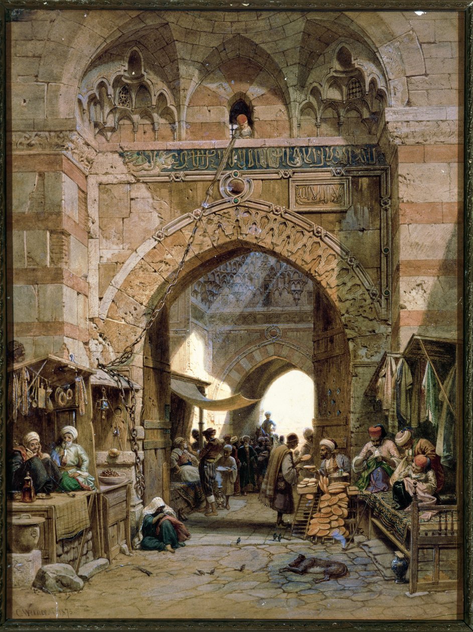 Bazaar Scene，1875年（纸上写着） 作者 卡尔·弗里德里希·海因里希·维尔纳