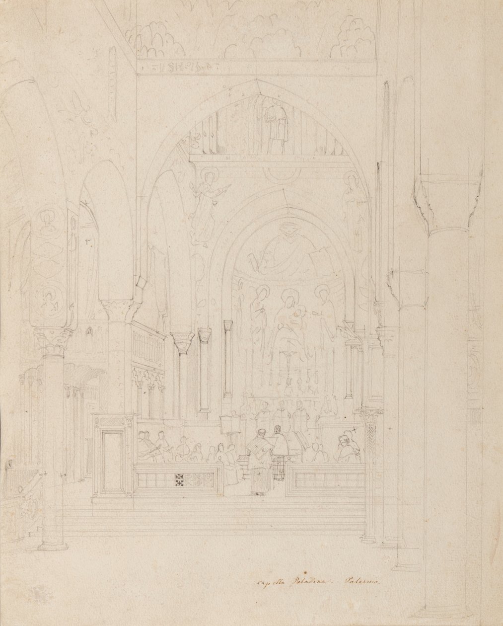 西西里岛：Cappella Palatina，巴勒莫，1850年 作者 卡尔·弗里德里希·海因里希·维尔纳
