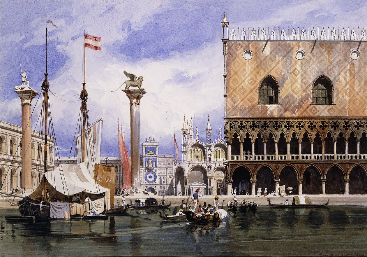 威尼斯圣马可广场（Piazzetta di San Marco），威尼斯，1839年 作者 卡尔·弗里德里希·海因里希·维尔纳