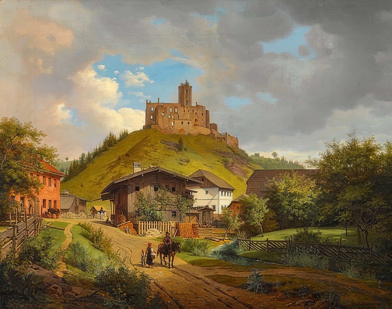 Hilgartsberg城堡遗址和霍夫马克宫在多瑙河上。 1829 作者 卡尔·弗里德里希·海因斯曼