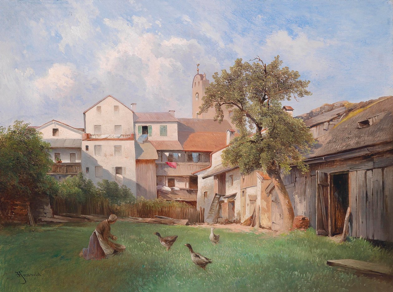 卡尔-豪诺尔德（Carl Haunold）1907 年在蒂特莫宁的 Seifensiederhaus 庭院 作者 卡尔·豪诺德
