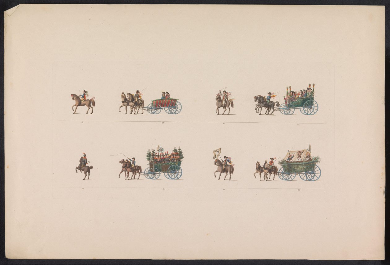 Optocht bij het huwelijk van Prinses Sophie, 1842 (plaat 3)
图林根农民婚礼的纪念张，为庆祝萨克森魏玛-艾森纳赫世袭大公卡尔-亚历山大与世袭大公夫人索菲喜结连理而制作。 作者 卡尔·赫斯