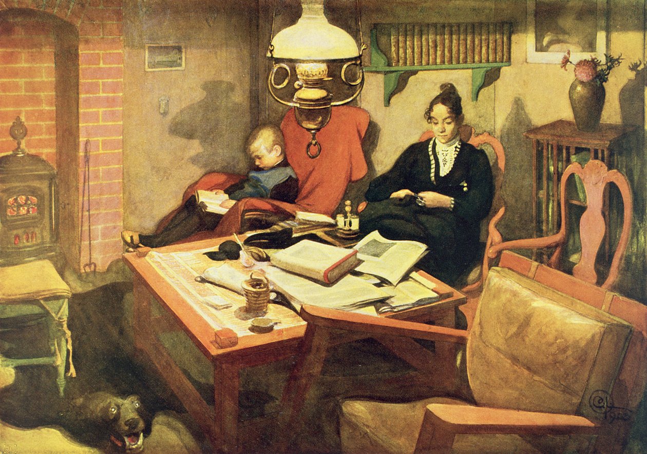 晚上光，酒吧。 1908年，在&39;Lasst Licht Hinin&39;（`Let in More Light&39;）中 作者 卡尔·拉森