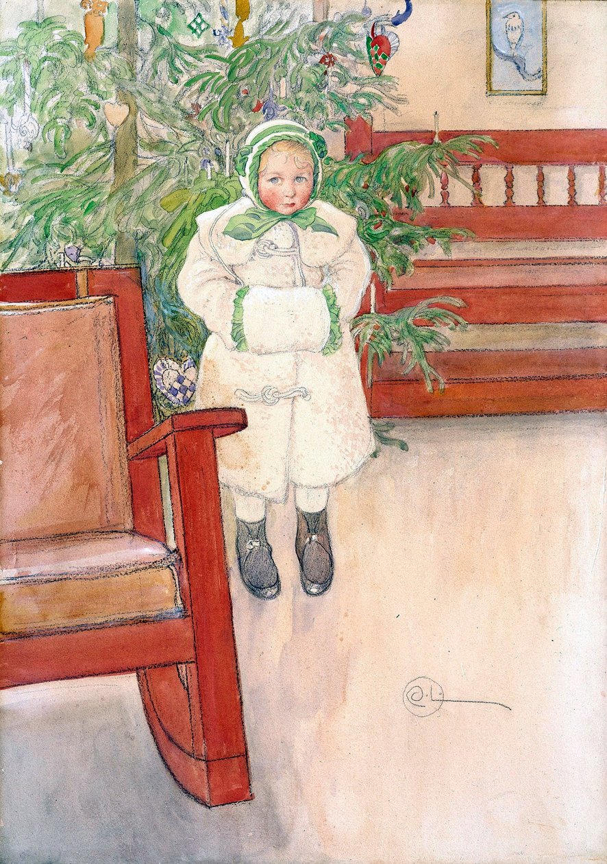 女孩和摇椅，1907年 作者 卡尔·拉森