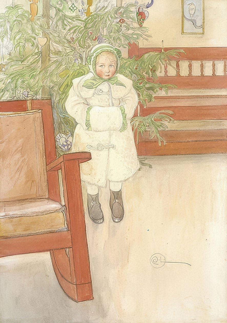 女孩和摇椅。 1907年 作者 卡尔·拉森
