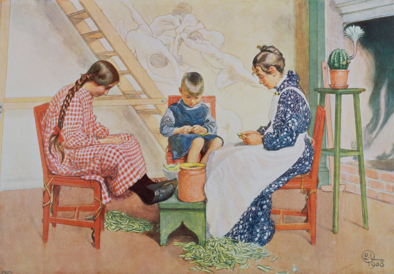 Shelling Peas，酒吧。 1909年，在&39;Lasst Licht Hinin&39;（`Let in More Light&39;）中 作者 卡尔·拉森