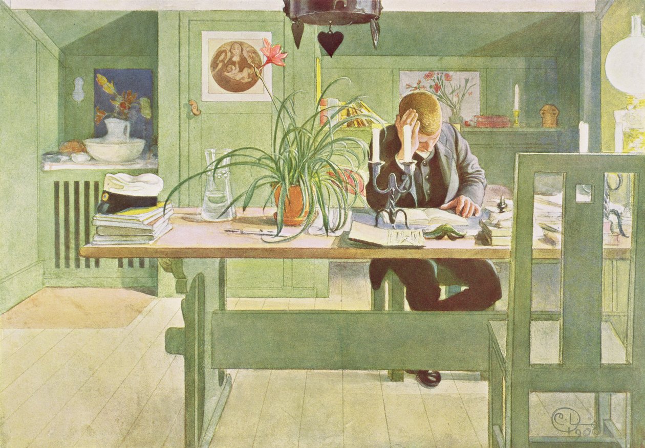 书房，酒吧。 1908年，在&39;Lasst Licht Hinin&39;（`Let in More Light&39;）中 作者 卡尔·拉森