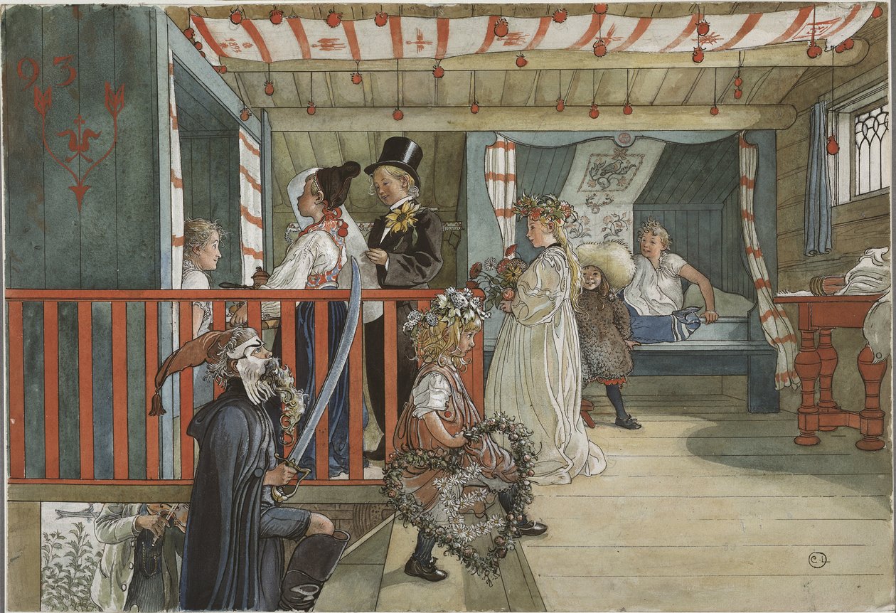 Un jour de fete - A Day of Celebration, by Larsson, Carl (1853-1919).纸上水彩画 作者 卡尔·拉森