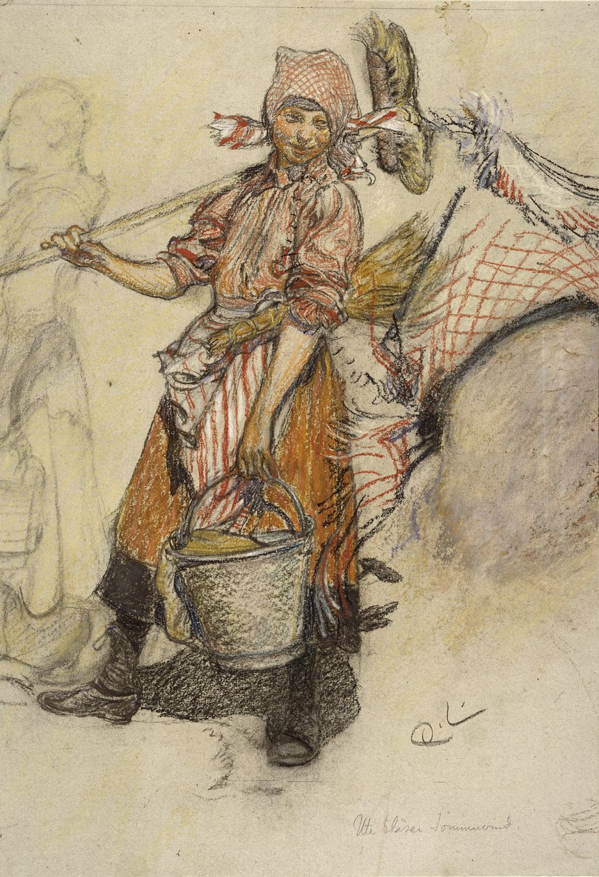 Washerwoman（纸上粉彩） 作者 卡尔·拉森