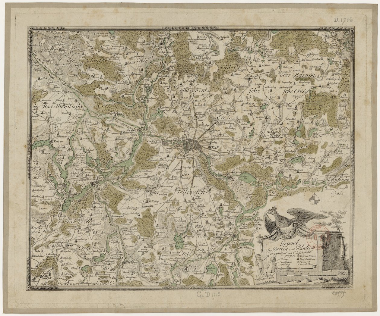 柏林和波茨坦附近地区（col.） - Oesfeld 1778 作者 卡尔·路德维希·冯·奥斯菲尔德