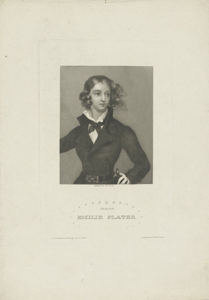 艾米莉亚·普莱特（Emilia Plater）肖像（1806-1831，约1834年）。 作者 卡尔·梅耶